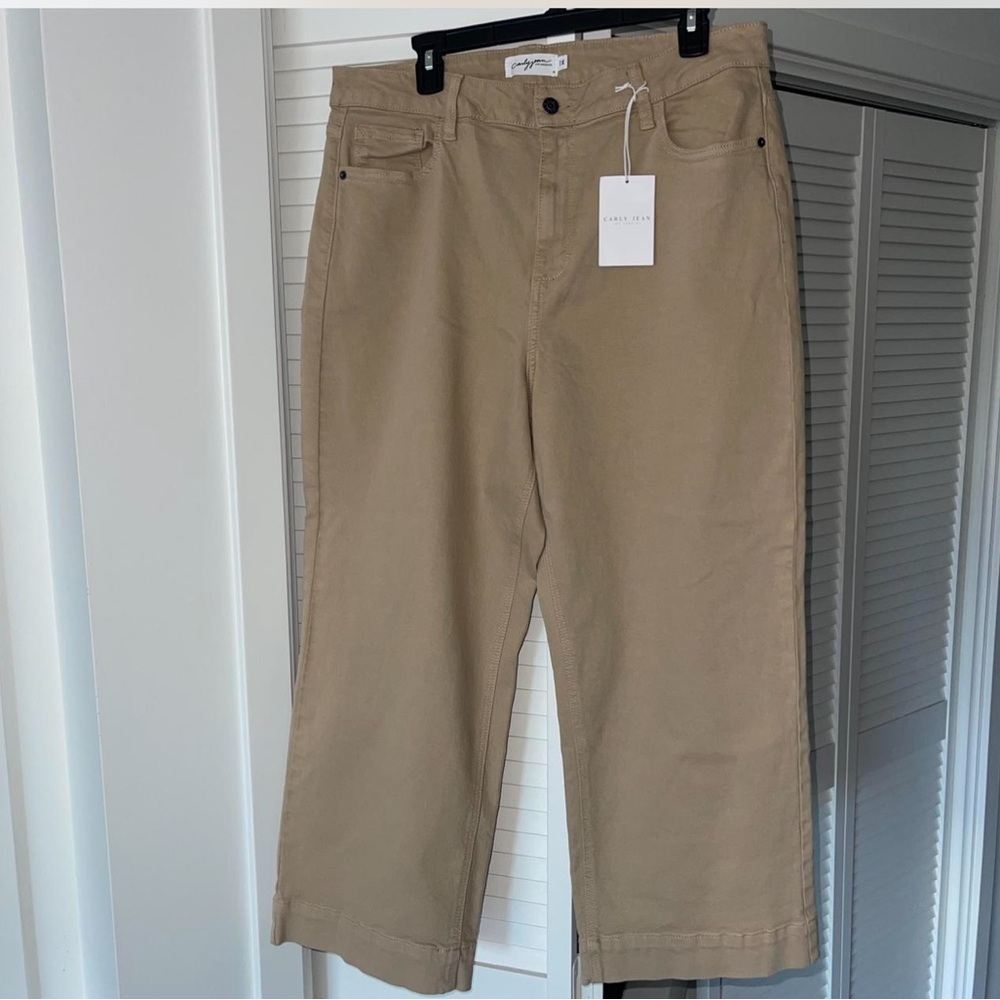 Carly Jean Classic High Rise Wide Leg Tan Jeans 1X